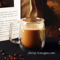 Custom printed clear glass double layer style glass cup, reusable coffee cup